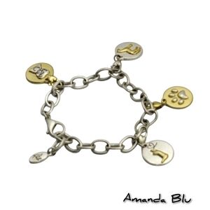 Amanda Blu Charm Bracelet Dog Paw Cat Love Theme 8"